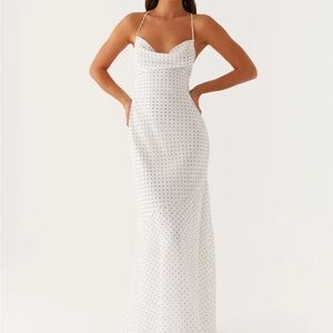 Brand new Peppermayo White Polka Dot Maxi Dress (US 2)
